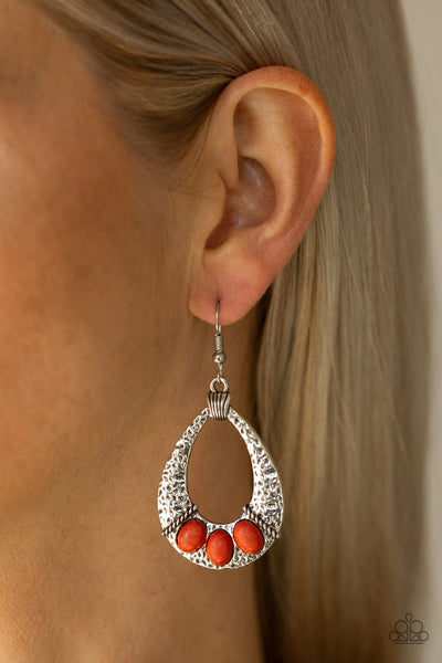 Terra Terrific - Orange-Paparazzi Earrings (#1109)