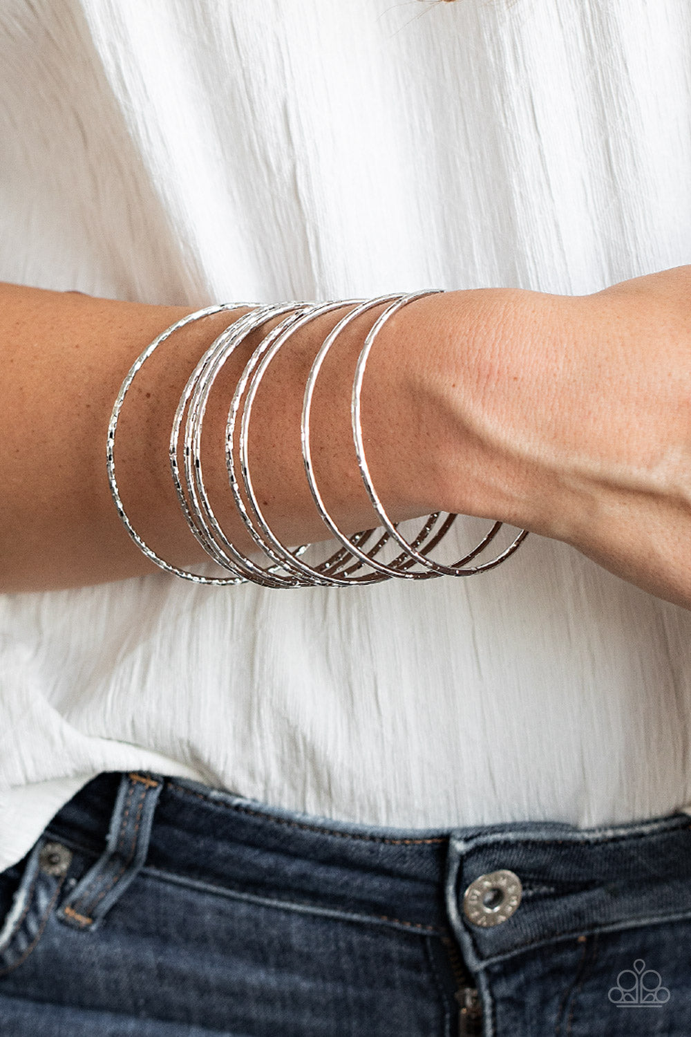Thanks For GLISTENING - Silver-Paparazzi Bracelet (PZ-1149)