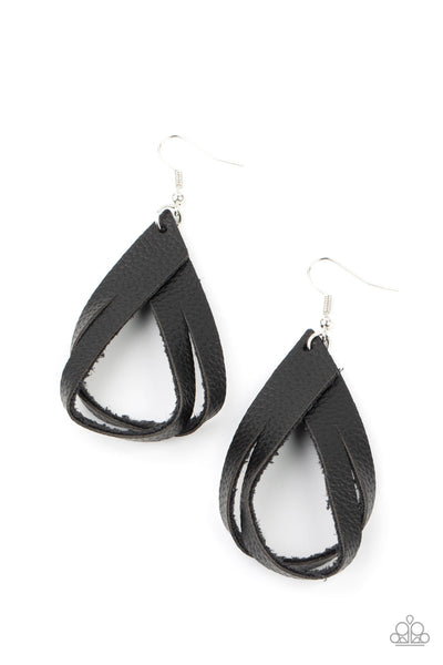 Thats A STRAP - Black Paparazzi Earrings (#2653)