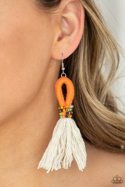 The Dustup - Orange Paparazzi Earrings