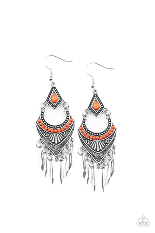 Trailblazer Beam - Orange Paparazzi Earrings (PZ-1940)