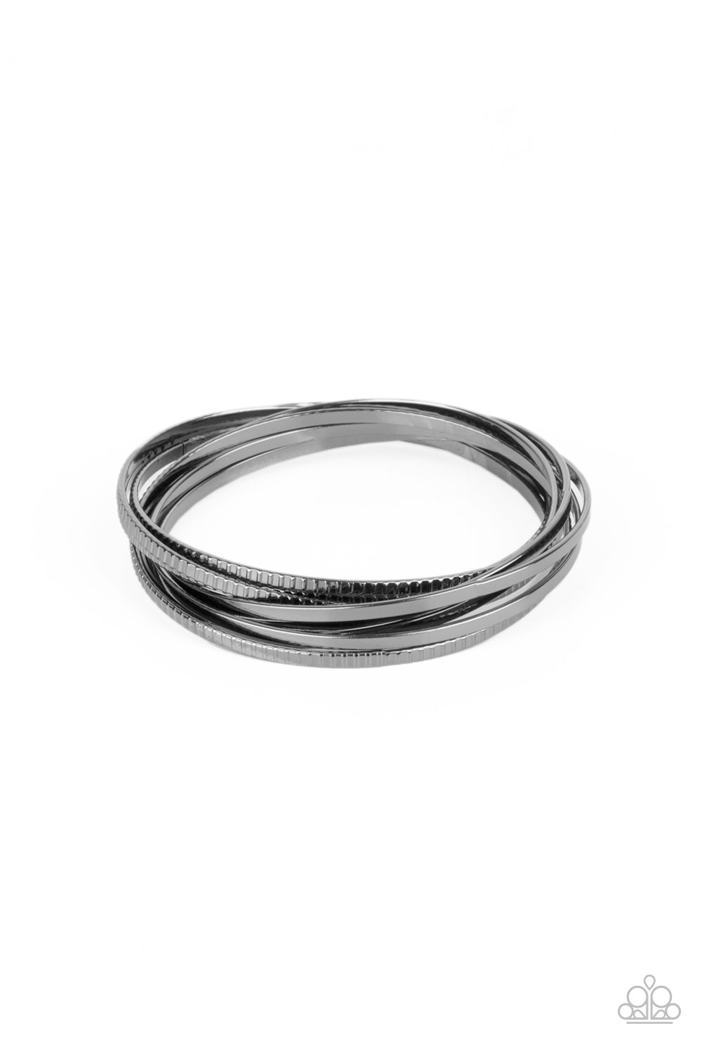 Trending in Tread - Black Paparazzi Bangle Bracelets (PZ-323)