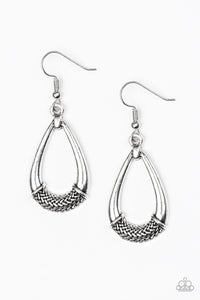 Trending Texture - Silver-Paparazzi Earrings (#993)