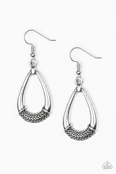 Trending Texture - Silver-Paparazzi Earrings (#993)