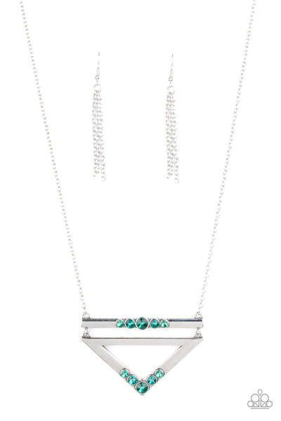Triangulated Twinkle - Green Paparazzi Necklace (#2095)