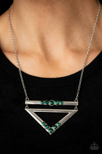 Triangulated Twinkle - Green Paparazzi Necklace (#2095)