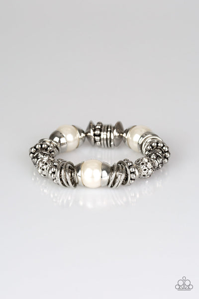 Uptown Tease - White-Paparazzi Bracelet