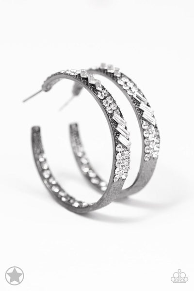 Paparazzi Blockbuster Earrings - GLITZY By Association - Gun Metal