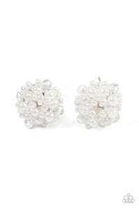 Bunches of Bubbly - White Paparazzi Earrings (#3341)