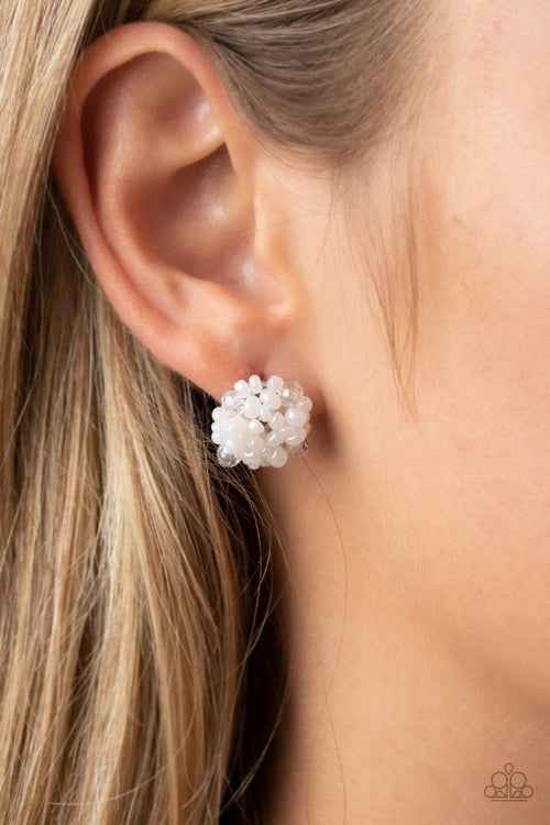 Bunches of Bubbly - White Paparazzi Earrings (PZ-3341)