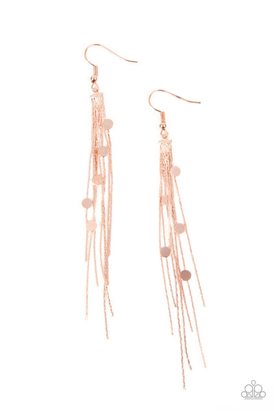 Cosmic Cascade - Copper Paparazzi Earrings (#3317)