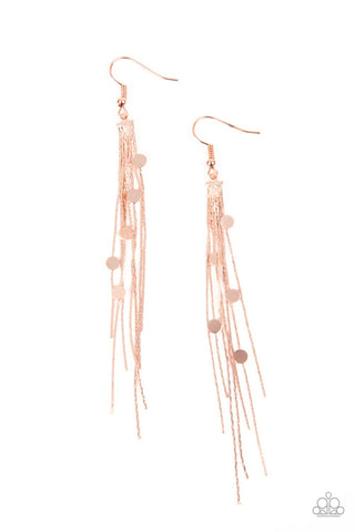 Cosmic Cascade - Copper Paparazzi Earrings (#3317)