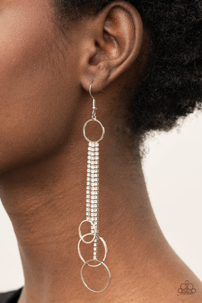 Demurely Dazzling - White Paparazzi Earrings