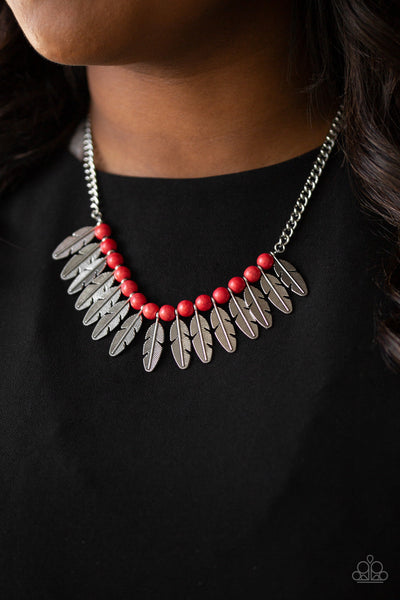 Paparazzi Necklace - Desert Plumes - Red (#1772)