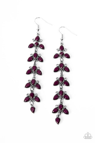 Fanciful Foliage - Purple Paparazzi Earrings (#4674)