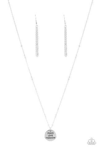 Paparazzi Short Necklace - Freedom Isnt Free - Silver (PZ-138)
