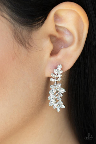 Frond Fairytale - White Paparazzi Earrings (#4328)