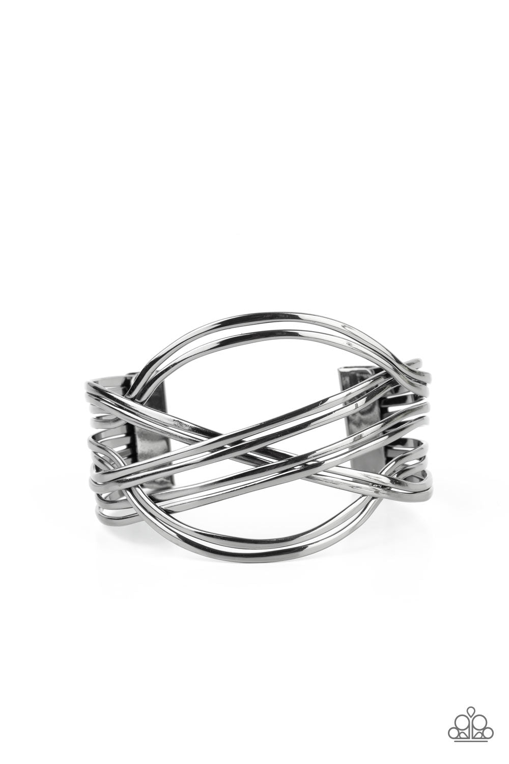 Hautely Hammered - Black Paparazzi Bracelet (PZ-1027)
