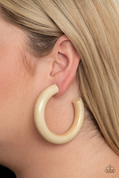I WOOD Walk 500 Miles - White Paparazzi Earrings (#1740)