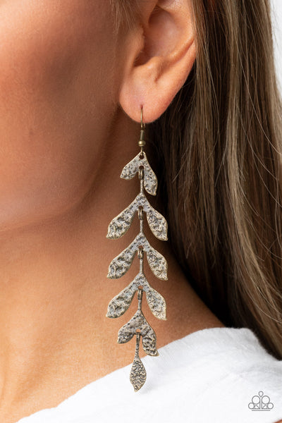 Lead From the FROND - Brass Paparazzi Earrings (#4841)