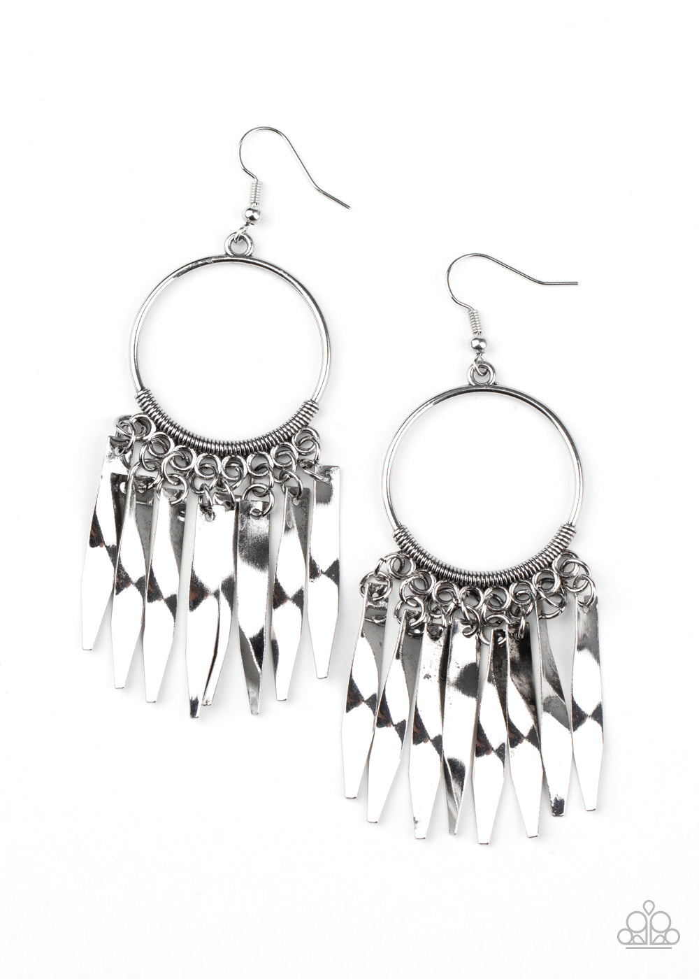 Let GRIT Be! - Silver Paparazzi Earrings (#1533)