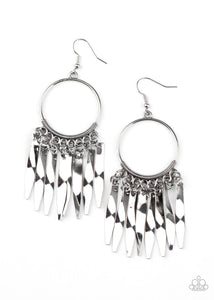 Let GRIT Be! - Silver Paparazzi Earrings (#1533)