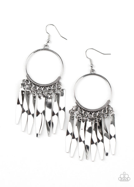 Let GRIT Be! - Silver Paparazzi Earrings (#1533)