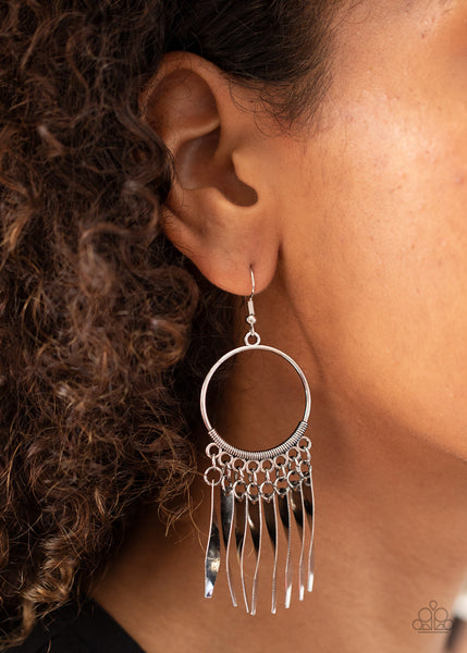 Let GRIT Be! - Silver Paparazzi Earrings (#1533)