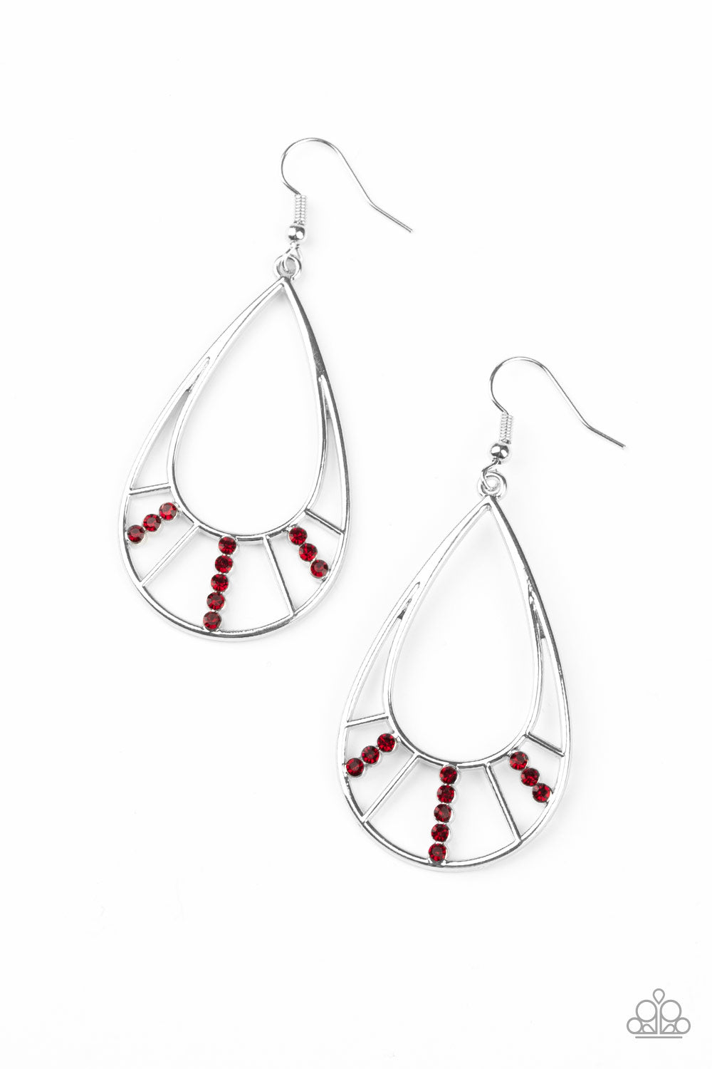 Paparazzi Earrings - Line Crossing Sparkle - Red (#507)