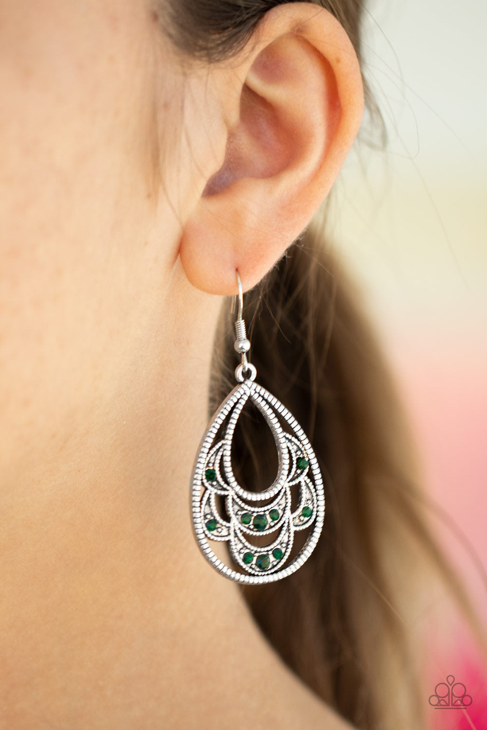 Malibu Macrame - Green-Paparazzi Earrings (PZ-1277)