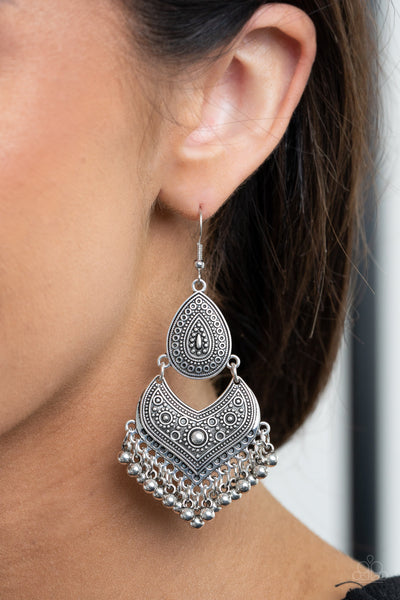Music To My Ears - Silver Paparazzi Earrings (#1657)