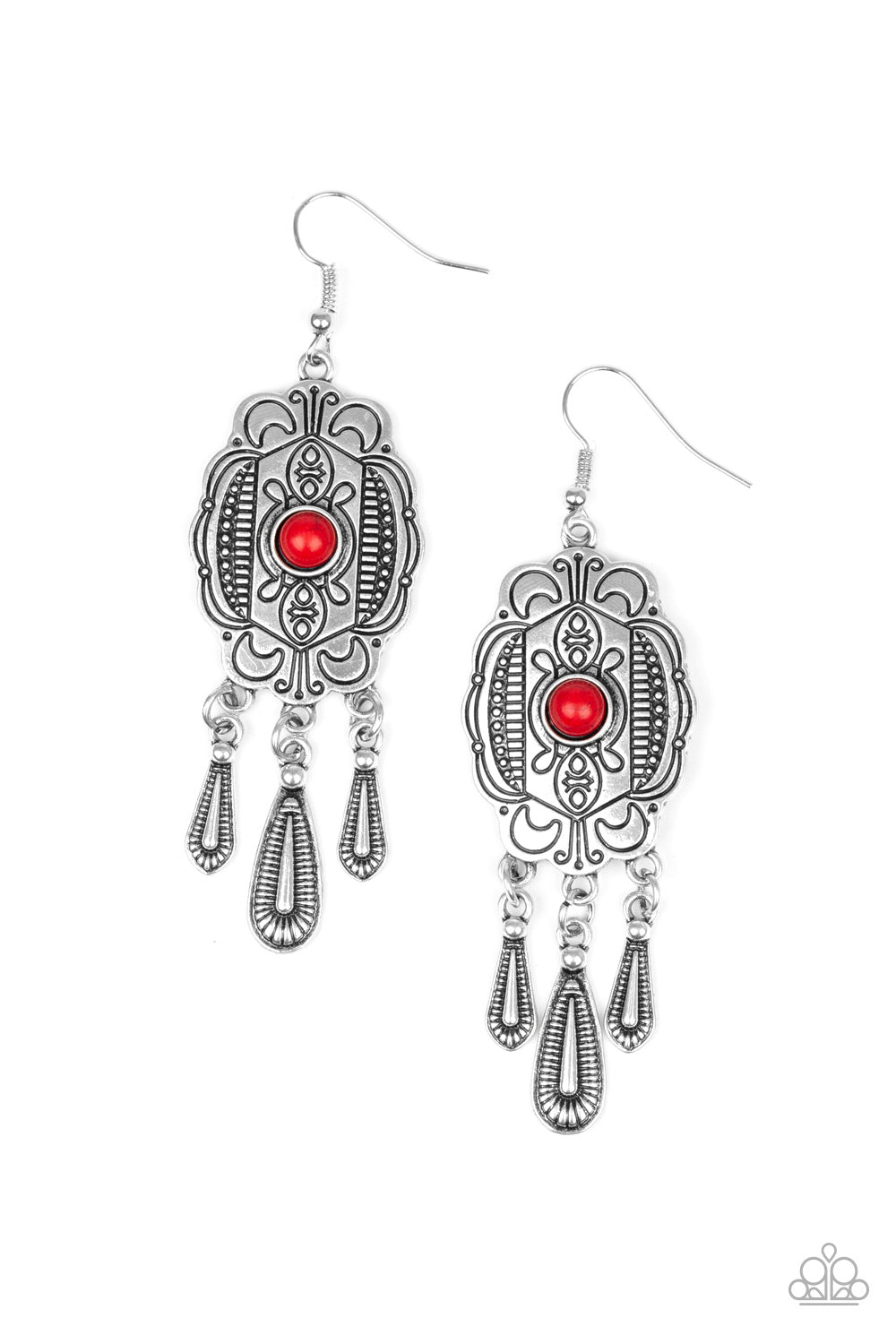 Paparazzi Earrings - Natural Native - Red (PZ-763)