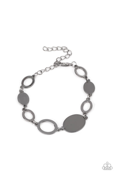 OVAL and Out - Black Paparazzi Bracelet (#4735)