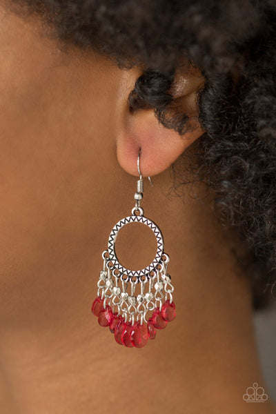 Paparazzi Earrings - Paradise Palace - Red (#560)