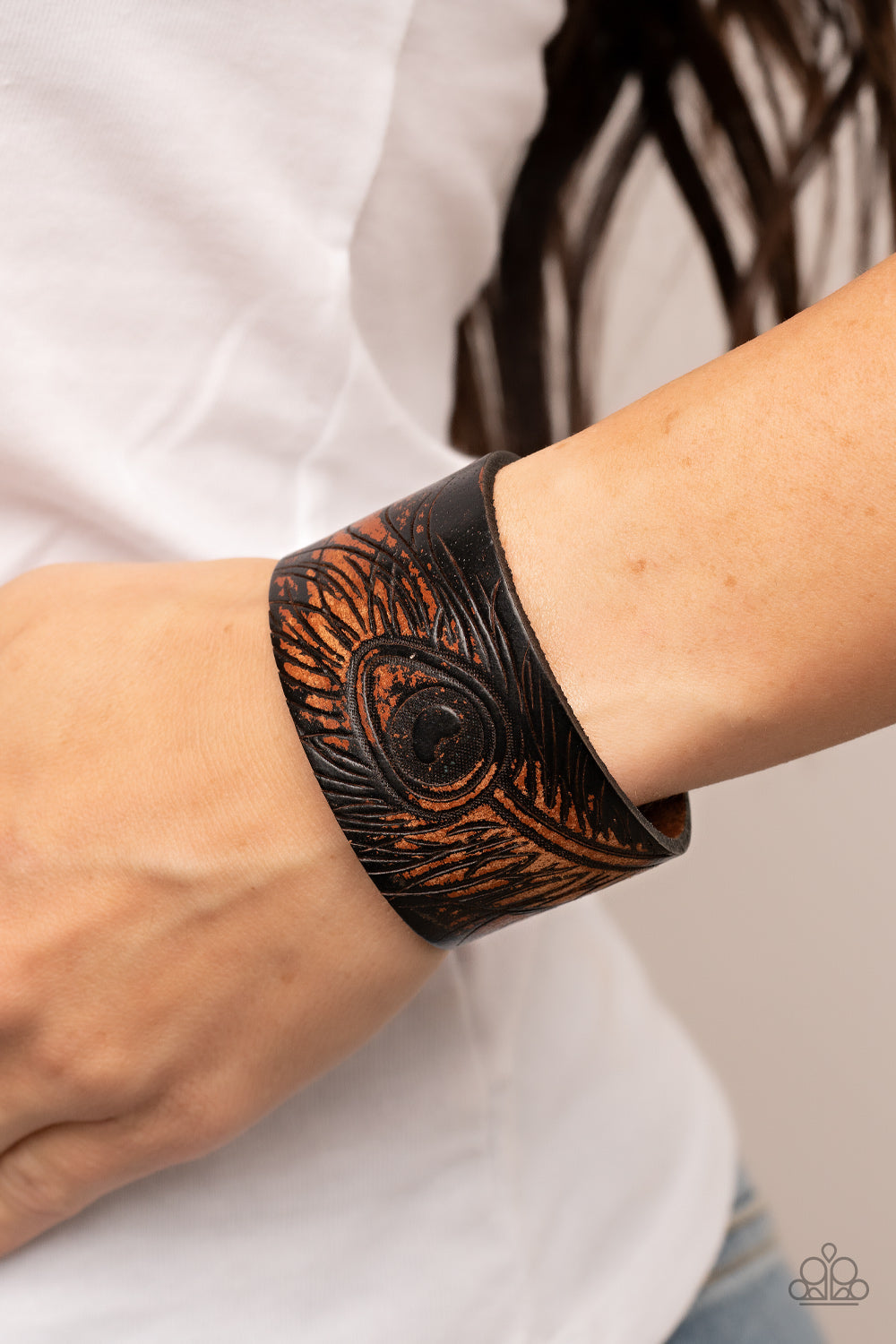 Positively Peacock - Black Paparazzi Wrap Bracelet (W147)