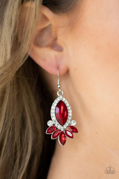 Prismatic Parade - Red Paparazzi Earrings (#4647)