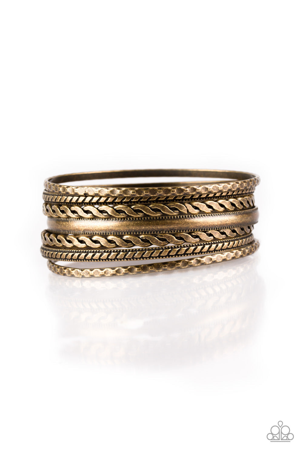 Rattle and Roll - Brass-Paparazzi Bracelets (#1190)