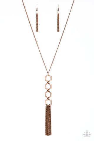 Paparazzi Long Necklace -  Ready, Set, GEO! - Copper (PZ-5585)