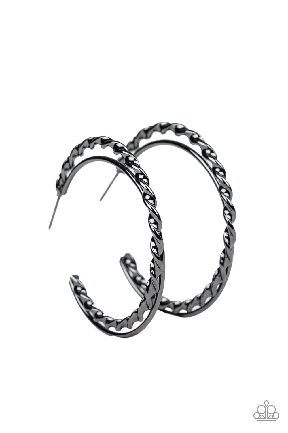 Retro Twist - Black-Paparazzi Earrings (PZ-608)