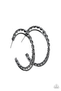 Retro Twist - Black-Paparazzi Earrings (PZ-608)