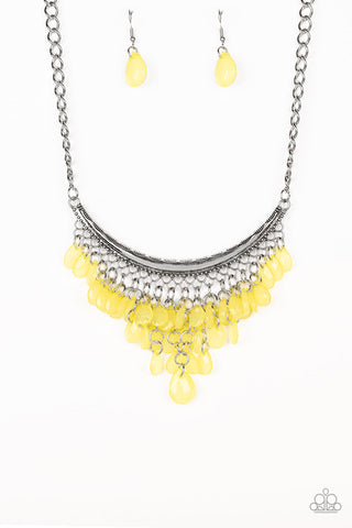 Rio Rainfall - Yellow-Paparazzi Necklace (PZ-100)