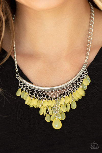 Rio Rainfall - Yellow-Paparazzi Necklace (PZ-100)