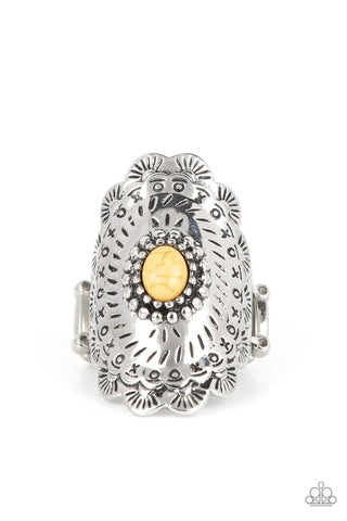 Sagebrush Sea - Yellow Paparazzi Ring (R136)