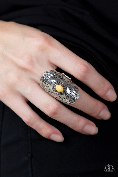 Sagebrush Sea - Yellow Paparazzi Ring (R136)