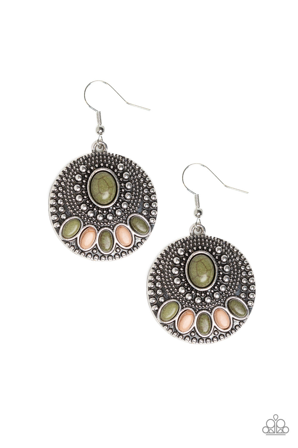 Sandstone Paradise - Green-Paparazzi Earrings (#1321)