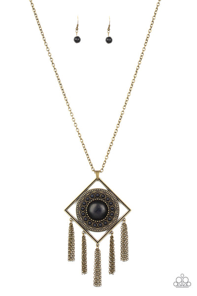 Paparazzi Long Necklace - Sandstone Solstice - Brass (#072)