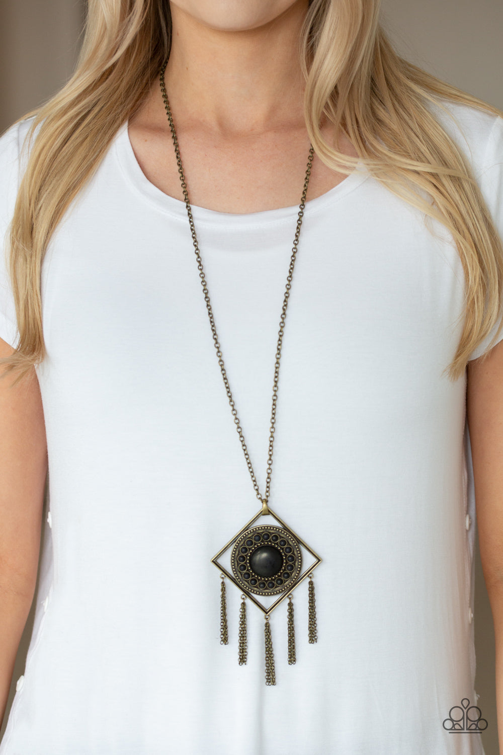 Paparazzi Long Necklace - Sandstone Solstice - Brass (#072)