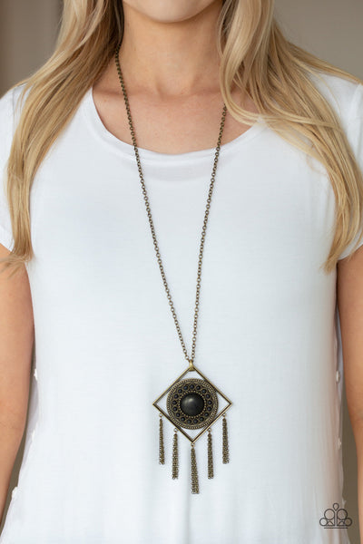 Paparazzi Long Necklace - Sandstone Solstice - Brass (#072)