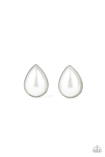 SHEER Enough - White Paparazzi Earrings (#2046)