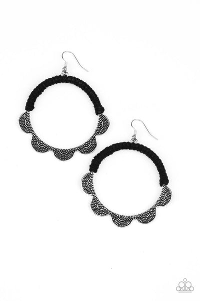 Tambourine Trend - Black-Paparazzi Earrings (#1519)